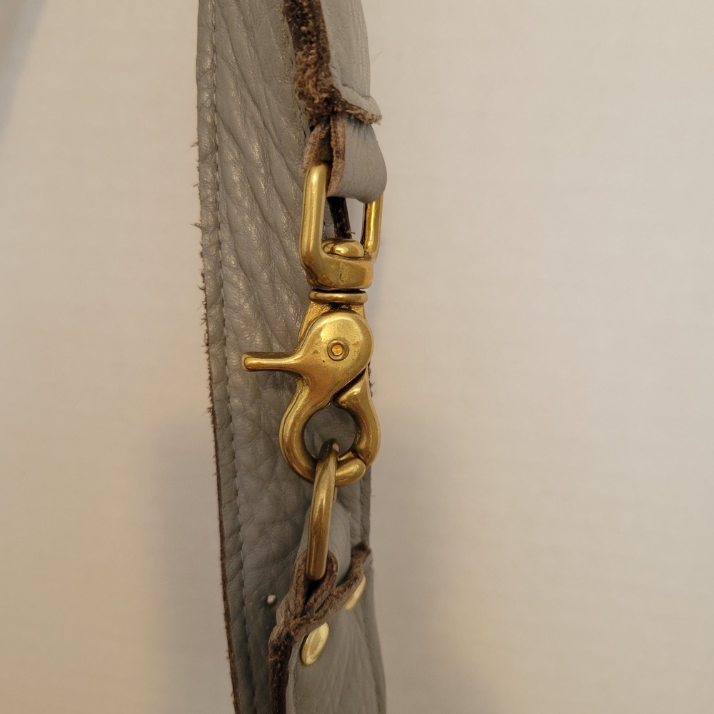 Romag Grey Pebbled Leather Leopard Calf Hair Hobo Bag Gold Hardware - Picture 3 of 16